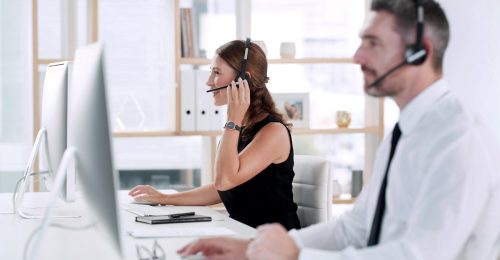 Customer,Service,,Call,Center,And,Business,People,With,Advice,,Computer